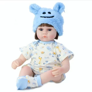 16.5" Baby Dolls Handmade Silicone Vinyl Cute Realistic Soft Alive Doll with Clothes Hat for Age 3+, Kid Pretend Role Play Toy