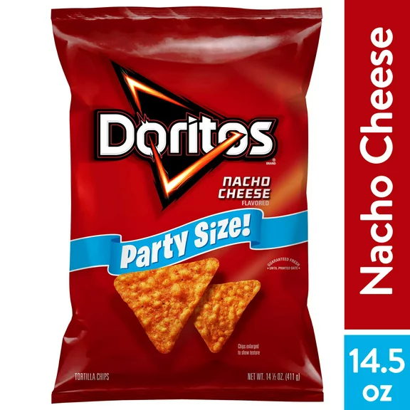 Doritos Nacho Cheese Flavored Tortilla Chips, Party Size, 14.5 oz Bag