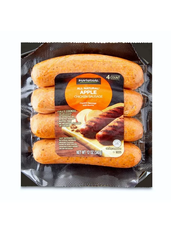 Marketside Fully Cooked, Gluten-Free Chicken Apple Sausage 12oz, 4 Count (Refrigerated)