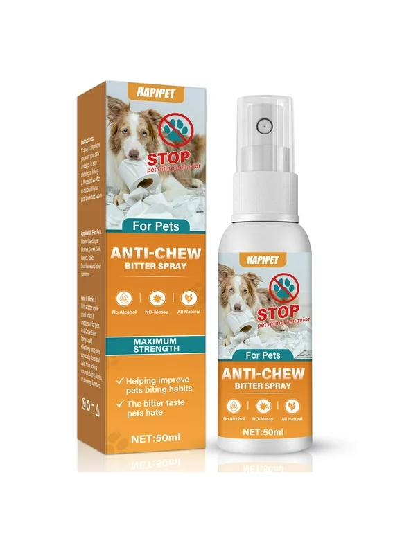 Bitter Apple Spray for Dogs to Stop Chewing, No Chew Spray for Dogs, Natural Dog Deterrent Spray for Pet Behavior Training, Prevents Dogs from Biting & Staying Away from Restricted Areas, 50ML