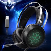 Gaming Headset Fits for PS4, PC, Laptop, Mac, PS4 Gaming Headset Headphones with Noise Canceling Microphone 7.1 Virtual Surround Sound, RGB LED Lights, Ergonomic Soft Earmuffs USB Computer Headsets