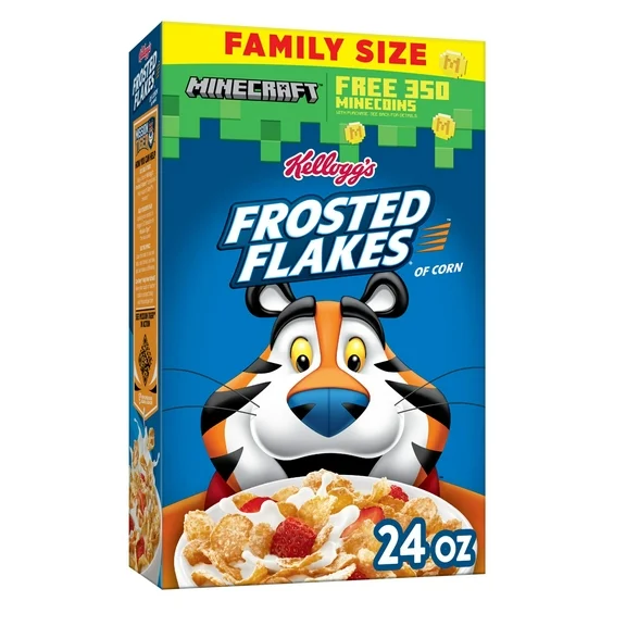 Kellogg's Frosted Flakes Breakfast Cereal, Kids Snacks, Original, 24 Oz, Box