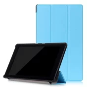 (2017 7th Gen) Amazon Fire HD 8 Case, EpicGadget(TM) No Auto Sleep/Wake Premium Leather Folding Folio Case For Fire HD 8, 8" HD Display Tablet (Light Blue)
