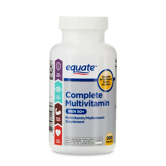 Equate Complete Multivitamin/Multimineral Supplement Tablets, Men 50 , 200 Count