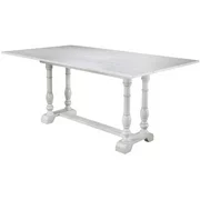 Modern Distressed White Folding Trestle Console to Dining Table with Turned Legs