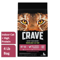 CRAVE Grain Free High Protein Indoor Adult Dry Cat Food, Chicken & Salmon, 4 lb. bag