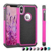 iPhone X Case, Apple iPhone X Case, iPhone X Edition Case, Njjex iPhone 10 Case Cover Non-Slip Shock-Absorption Bumper and Anti-Scratch Slim Case For Apple iPhone X -Hot Pink