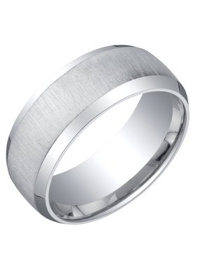 Men's 8mm Beveled Edge with Brushed Finish Comfort Fit Ring in Sterling Silver