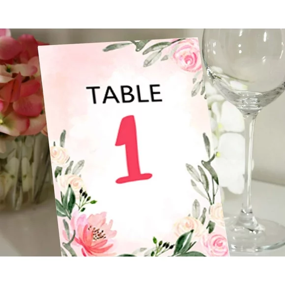 Darling Souvenir Calligraphy Floral Table Numbers Wedding Reception Table Cards Decor-5" x 7" (1 to 50)