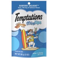 TEMPTATIONS MIXUPS Crunchy and Soft Cat Treats Surfers' Delight Flavor, 3 oz. Pouch