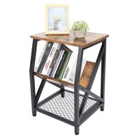 FTVOGUE 3 Tier Vintage End Table V-Shaped Mini Wooden Side Table for Bedroom Hall Corridor Library,Living Room Table