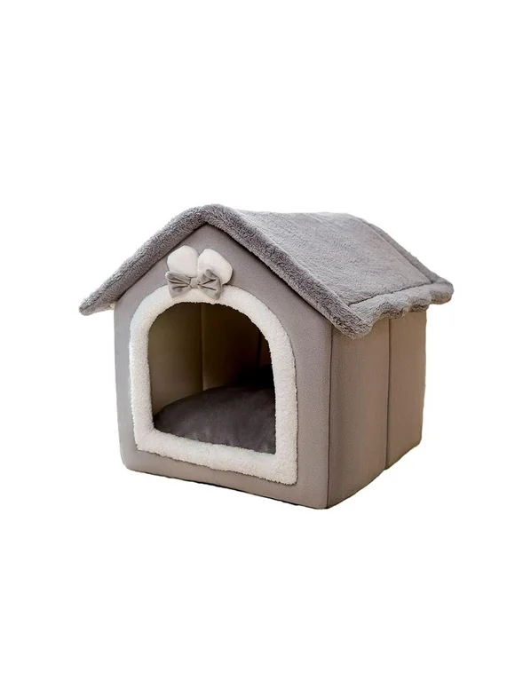 Outdoor Cat House Weatherproof for Winter,Collapsible Warm Cat Houses for Outdoor/Indoor Cats,Feral Cat Shelter with Removable Soft Mat,Easy to Assemble Igloo Dog House for Small Dogs 15.4*12.6*12.6in