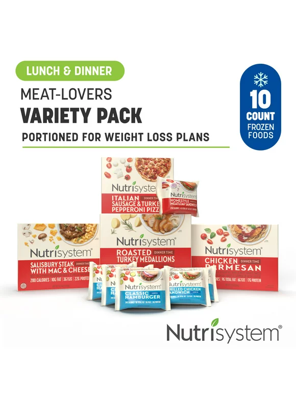 Nutrisystem Meat Lovers Variety Pack, Frozen Meals to Support Healthy Weight Loss (10 Count)