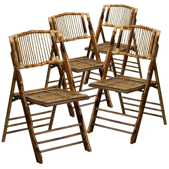 Flash Furniture Bamboo Wood Event Folding Chairs (Set of 4)