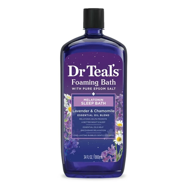 Dr Teal's Foaming Bath with Pure Epsom Salt, Sleep Bath with Melatonin & Essential Oils, 34 fl oz.