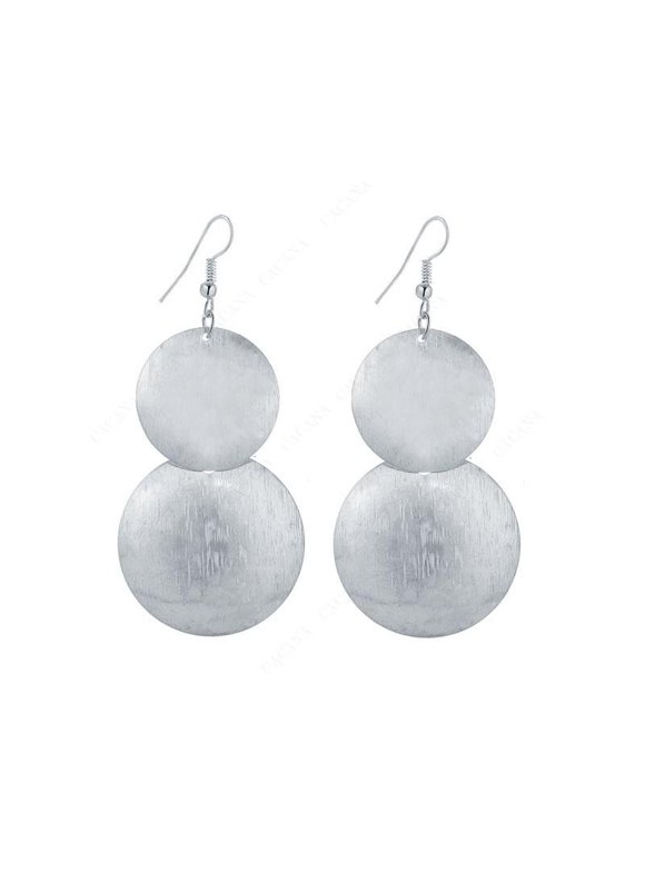High Quality Round Silver Color Drop Earrings For Women Double Big Round Earrings Jewelry
