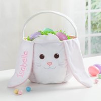 Personalized Kids Embroidered Easter Basket  White Bunny