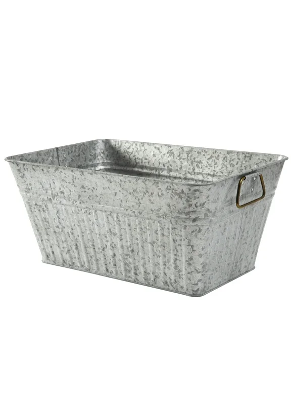 Better Homes & Gardens- Large Rectangle Galvanized Tub BH28-056-099-29, 22 in L x 15 in W x 10 in H
