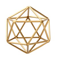 Better Homes & Gardens 5"W x 6"H Icosahedron Iron Geometric Tabletop Sculpture, Medium, Gold, 1 Piece