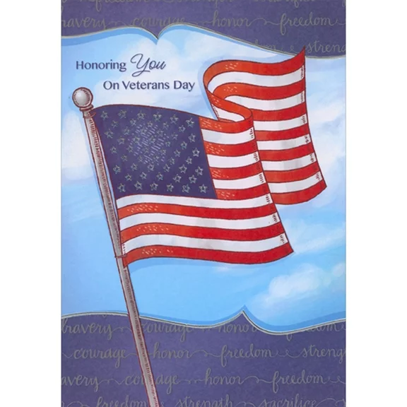 Designer Greetings Honoring You Waving Flag Illustration Veterans Day Card