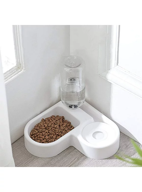 Xelparuc 2 in 1 Automatic Pet Water Fountain Food Dispenser, Anti Spill Waterer and Dry Food Feeder Cat / Dog Bowl, Pet Bowl Waterer Pet Bowl