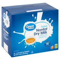 Great Value Instant Nonfat Dry Milk, 3.2 oz, 10 count
