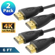 Insten 2 pack Premium High Speed Gold Plate HDMI Cable 6' 6ft for 4K 2160p 30Hz Bluray 3D Full HD DVD PS3 PS4 HDTV xBox 360 ONE Nintendo Wii U LCD HD TV 1080P