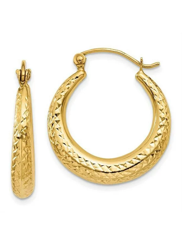 Primal Gold 14 Karat Yellow Gold Diamond-cut Hollow Hoop Earrings