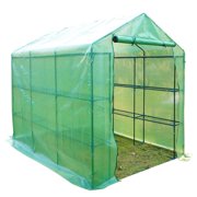 Outsunny 8' x 6' x 7' Portable Water Resistant Outdoor Walk-In Greenhouse With 18 Shelves And Roll-Up Door