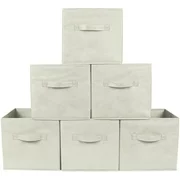 Greenco Foldable Storage Cubes Non-Woven Fabric, 6 Pack, Beige