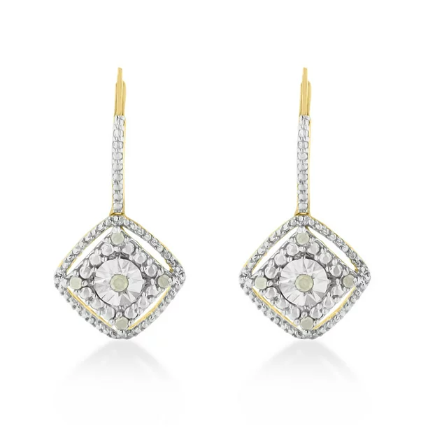 Yellow Plated Sterling Silver 0.25ct TDW Rose Diamond Dangle Earring (I-J,I2-I3)