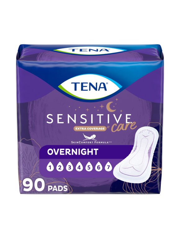 Tena Intimates Extra Coverage Overnight Incontinence Pads, 90 ct