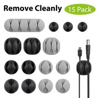 Avantree 15 Pack Long Lasting Cable Clips, Desktop Cord Holder & Hider, Charging Cable Drop Organizer & Management System for TV PC Laptop Home Office