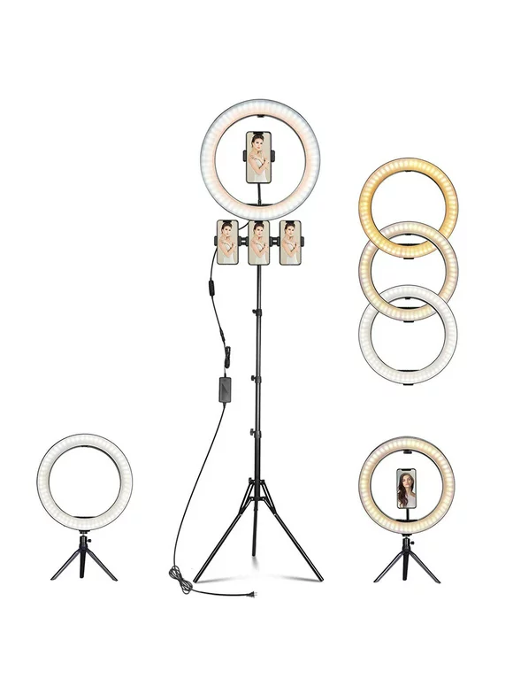 AmazingForLess 14-Inch Selfie Ring Light with Black Tripod Stand Dimmable Ringlight Circle Light LED Camera Lighting for Live Stream Make Up
