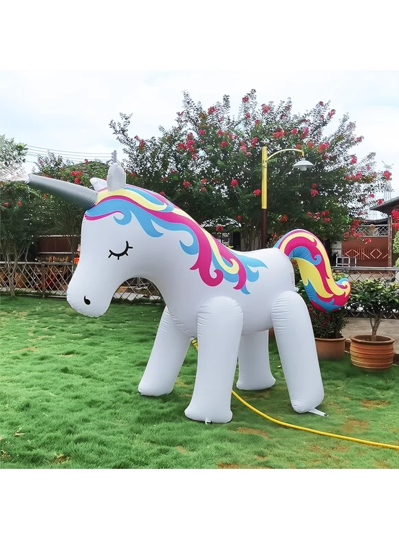 BATE 61" Giant Unicorn Sprinkler Water Toys Inflatable Outdoor Yard Lawn Sprinkler for Kids and Adults