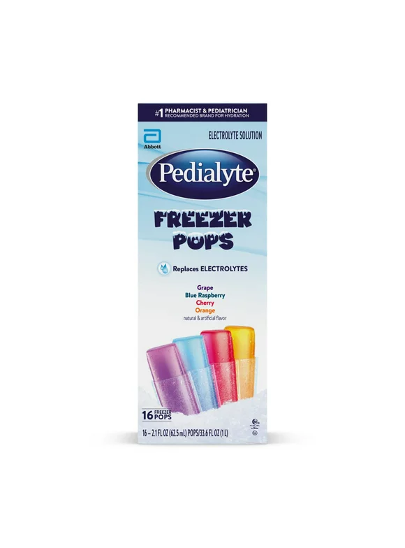 Pedialyte Electrolyte Solution Freezer Pops, Variety Pack, Pack of 16
