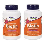 Now Foods - Biotin, Extra Strength, 10 mg (10,000 mcg), 120 Veg Capsules - 2 Packs