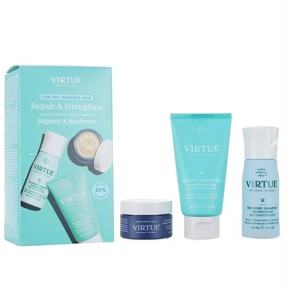 ($49 Value) Virtue Repair and Strengthen Hair Care 3-Pc Travel Set, for Dry, Damaged Hair