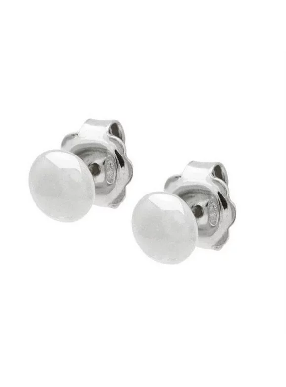 415118 6 mm Sterling Silver Flat Ball Stud Earrings, Mirror