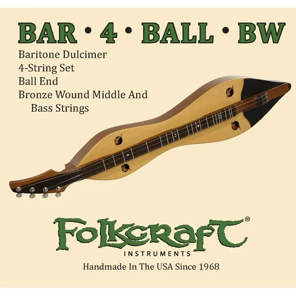 Folkcraft Mountain Dulcimer String Set, Baritone, Ball Ends (.014" .014" .022"BW .034"BW)