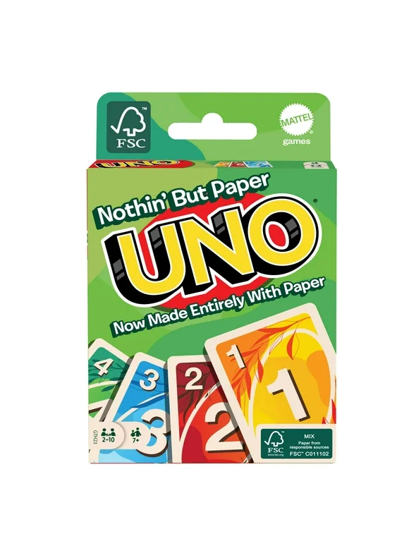 UNO Nothin But Paper Family Card Game with 112 Cards & Instructions for Players 7 Years & Older