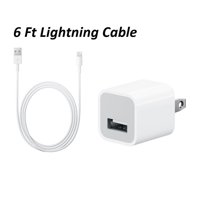 Apple iPhone Charger 5W Cube USB Adapter + 6 Foot (2 Meter) Lightning USB Cable for iPod, iPad, iPhone 5/5c/5s/SE/6/6s/7 Plus/8/8 Plus/X