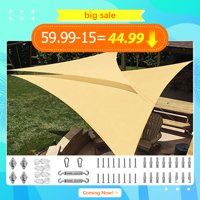 Quictent 20x20x20ft Sand Triangle Sun Shade Sail HDPE 98% UV Block With Free Hardware Kits