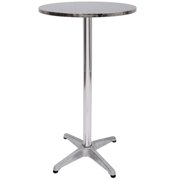 HomCom 24" Round Adjustable Stainless Steel Top Aluminum Standing Bistro Bar Table (43.25 INCHES Height