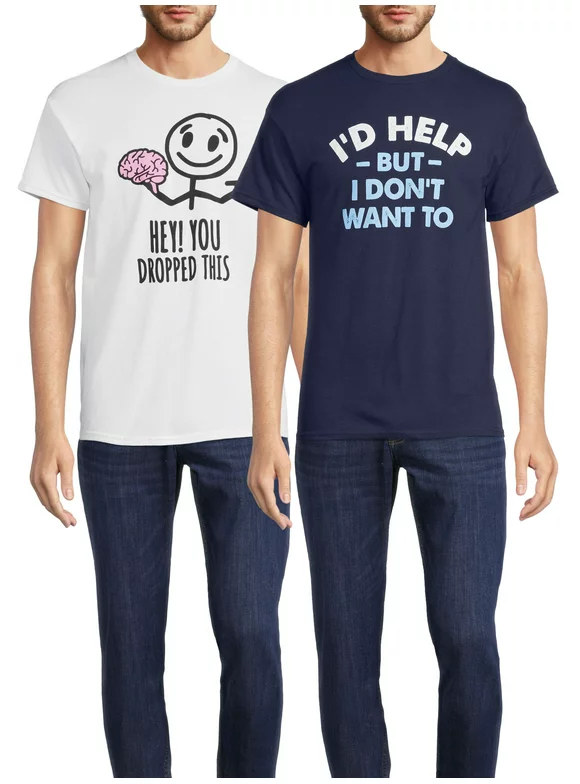 Humor Men's & Big Men's You Dropped This and I Would Help Graphic T-Shirt, 2-Pack