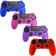 HDE PS4 Controller Skin 4 Pack Combo Silicone Rubber Protective Grip for Sony PlayStation 4 Wireless Dualshock Game Controllers (Blue, Red, Purple, Pink)
