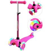 WonderPlay Scooter for Kids, Deluxe 3 Wheel Scooter for Toddlers, 4 Adjustable Height Glider with Kick Scooters, Lean to Steer with PU LED Flashing Light Wheels for Ages 3-6 Girls Boys