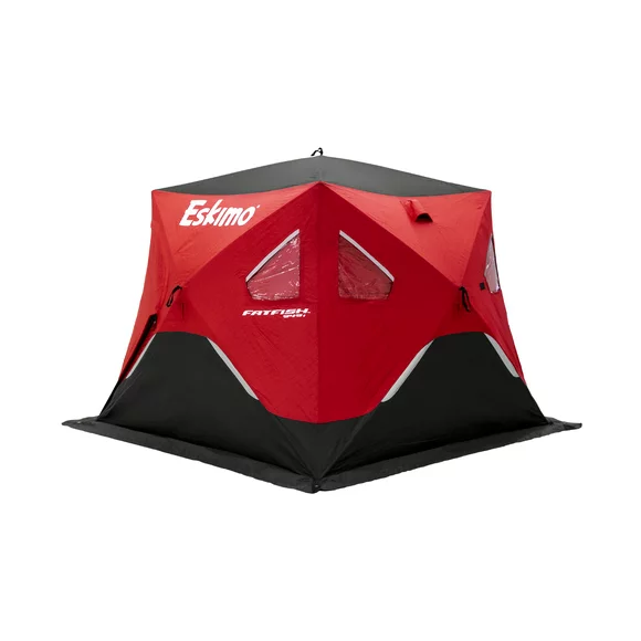 Eskimo FatFish 949i, Pop-up Portable Ice Shelter, Insulated, Red/Black, 3-4 Person Capacity, FF949i