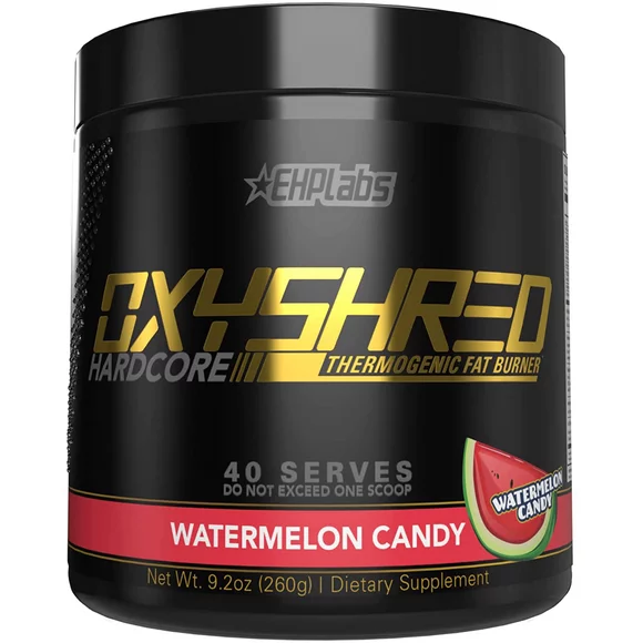 EHPlabs OxyShred Super Dosed Thermogenic Pre Workout Shredding Supplement - Promotes Shredding, Energy Booster, Pre-Workout, Mood Booster - Watermelon Candy, 40 Servings