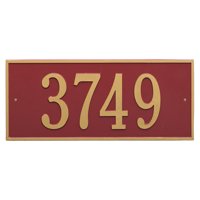 Personalized Hartford Rectangular Estate Wall 1-Line Address Plaque in Red & Gold